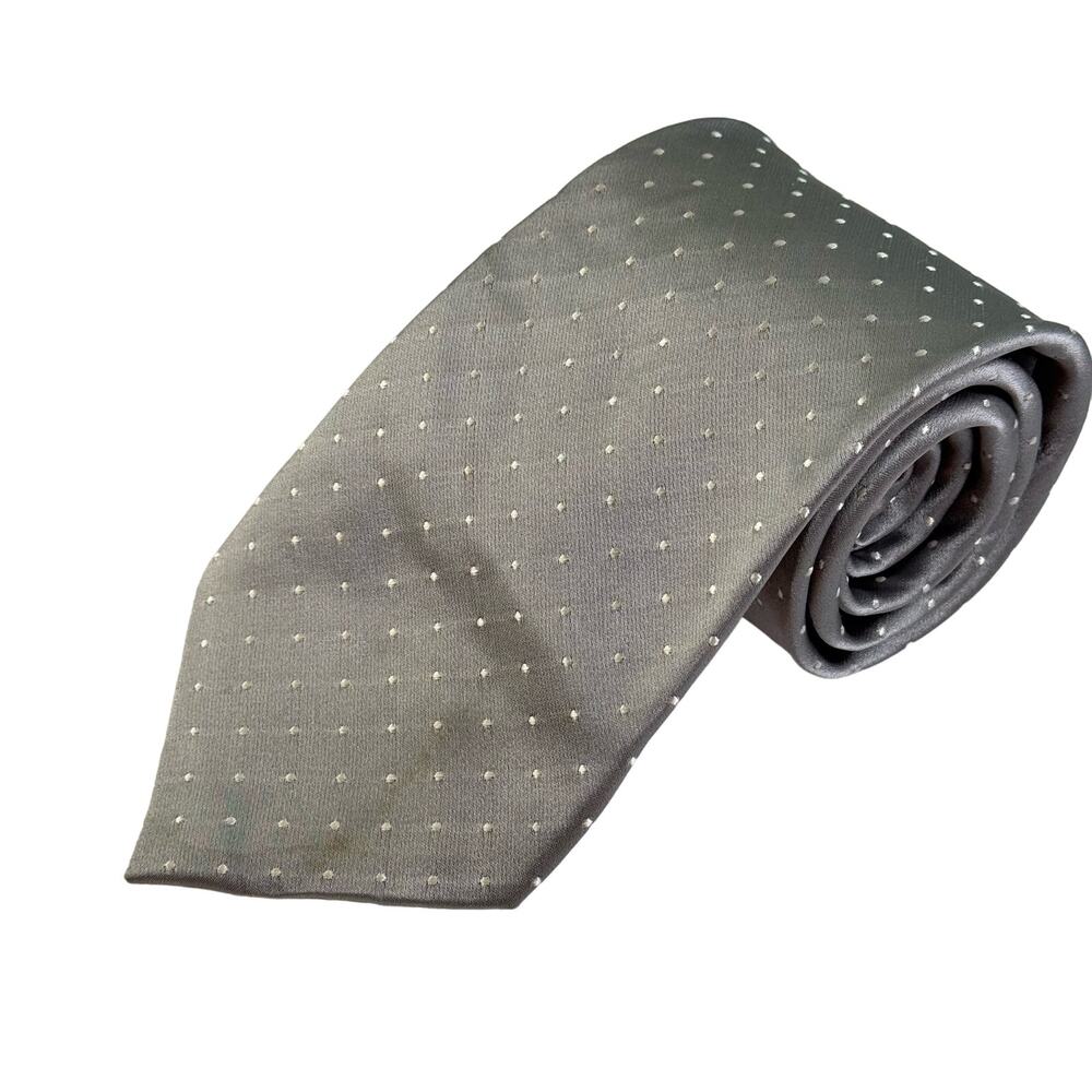 Donald Trump Signature Collection Neck Tie Men 60" Gray White Dots Silk Handmade
